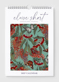 2027 calendar with floral and butterfly design on a white background