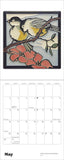 Calendar with bird and flower design on a black border
