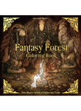 Fantasy Forest Coloring Book cover with illustrations of fairies and trolls.