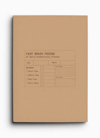 Fast Brain Daily Productivity Planner - Single Notebook