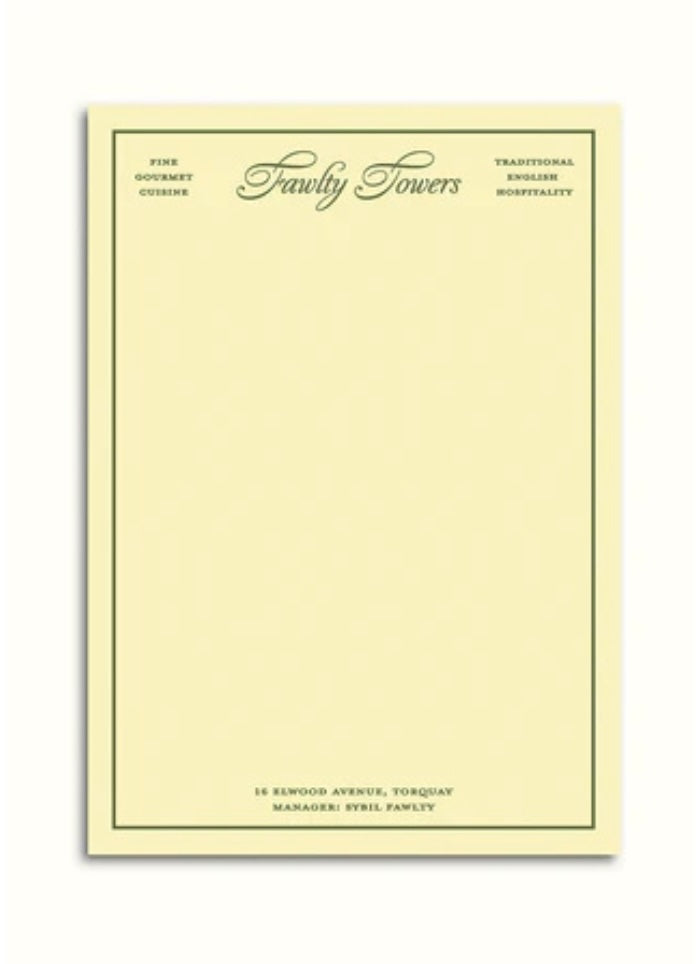 Yellow menu with black text on a white background