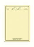 Yellow menu with black text on a white background
