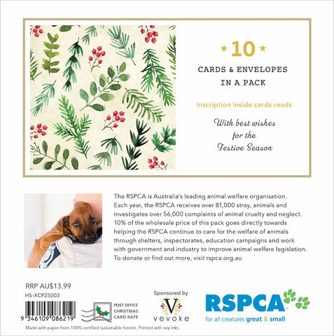 RSPCA Charity Christmas card pack - Festive Pattern
