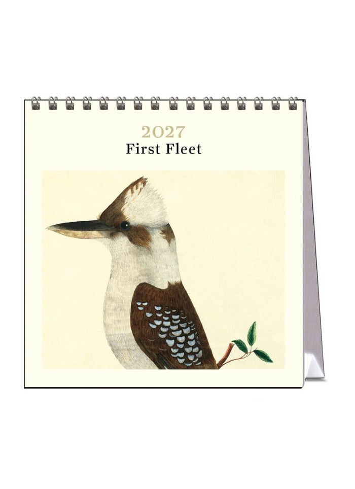 2027 First Fleet calendar with a kookaburra illustration on a white background