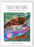 2027 calendar cover with abstract patterns and 'First Nations' text on a white background