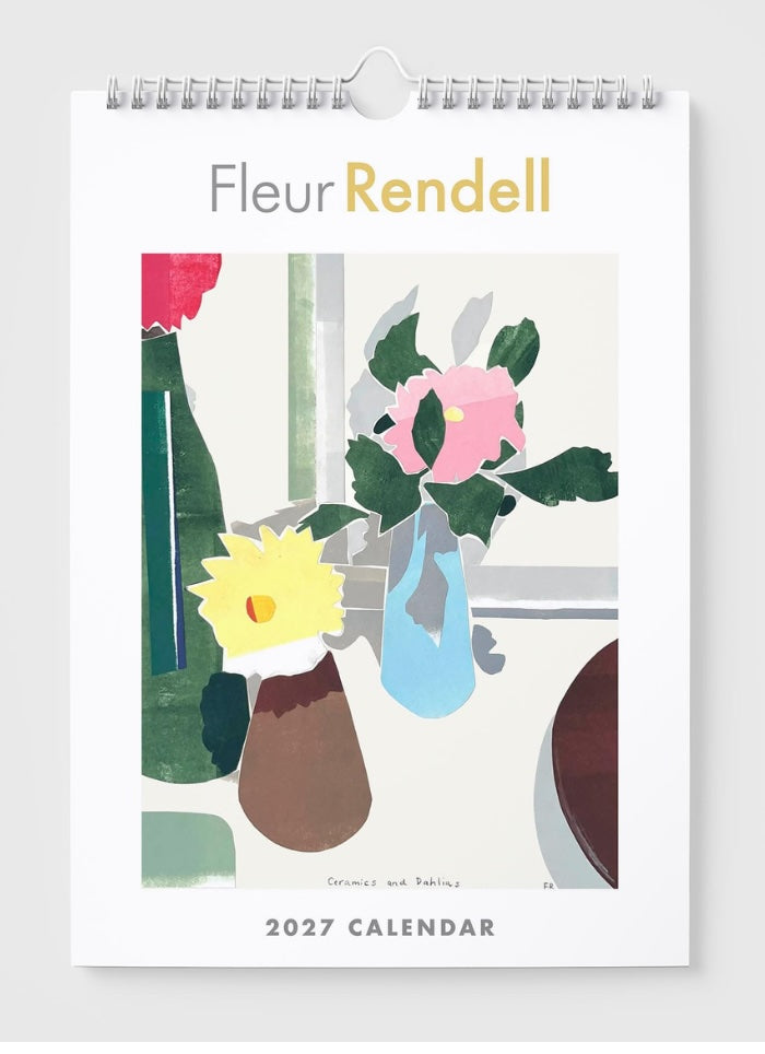 Calendar with floral design and 'Fleur Rendell' branding on a white background