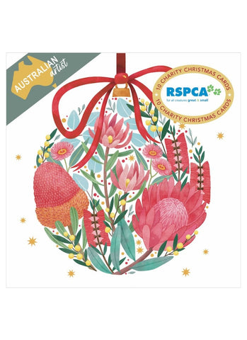 RSPCA Charity Christmas Card Pack - Floral Bauble