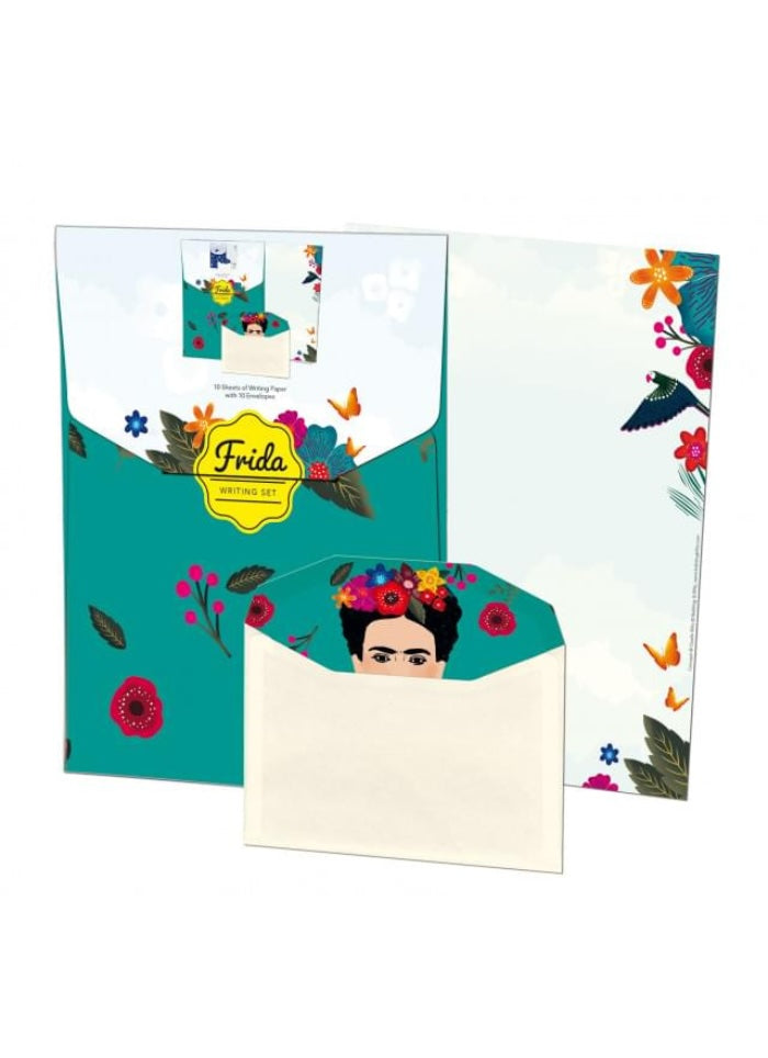 Frida Kahlo-themed stationery set with envelope and card on a white background