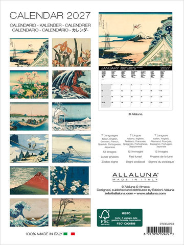 Calendar 2027 with artistic illustrations on a white background