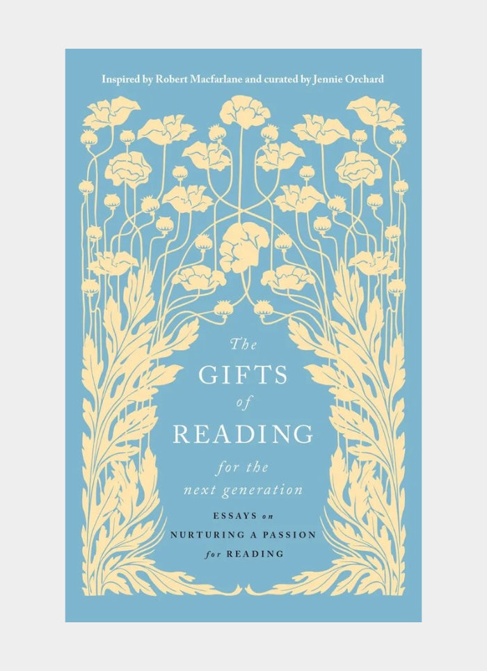 Book cover with floral design and text on a blue background