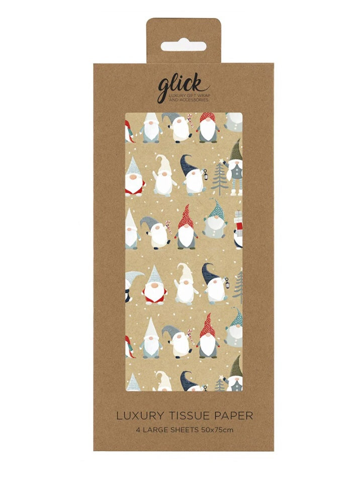 Glick luxury tissue paper with gnome design in packaging