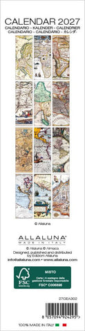 Calendar 2027 with vintage map design and Allaluna branding