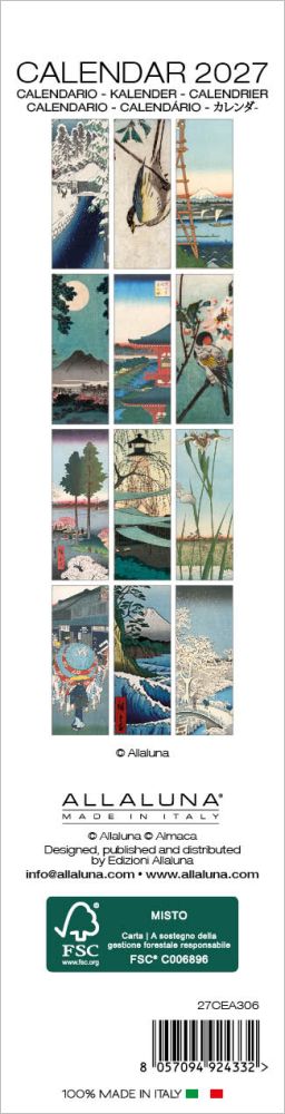 Allaluna 2027 calendar with scenic images of lighthouses and landscapes.
