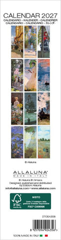 Calendar cover with various paintings and Allaluna branding