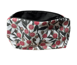 Fabric pouch with floral pattern on a white background