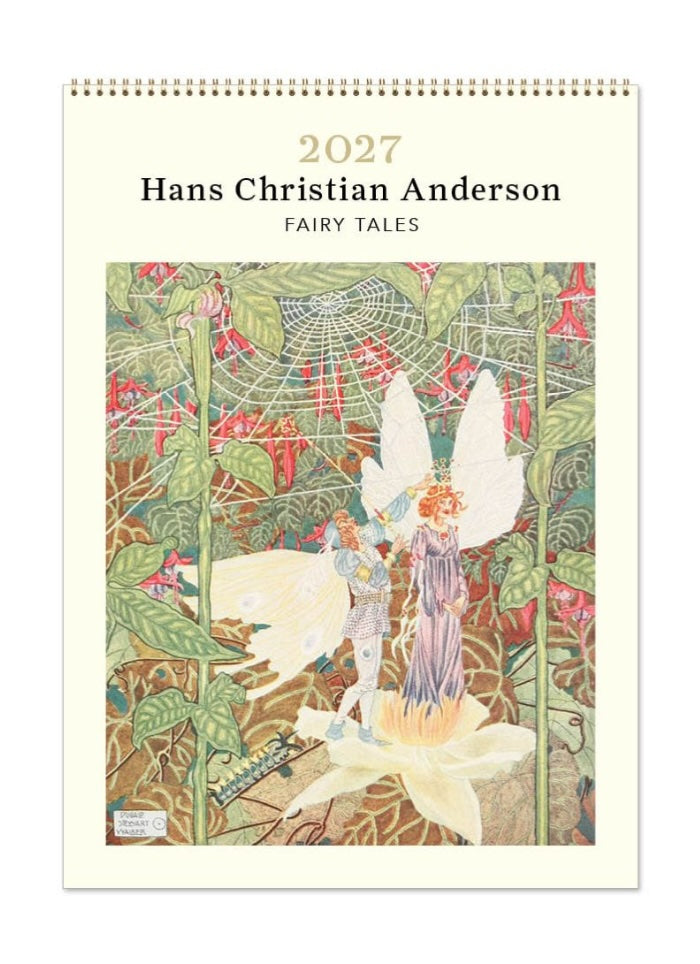 2027 Hans Christian Andersen Fairy Tales calendar with fairy illustration on a white background