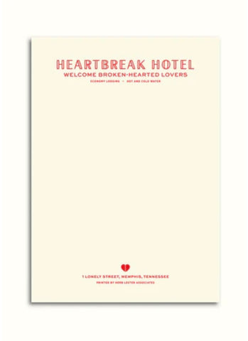 Fictional hotel notepads: Heartbreak Hotel