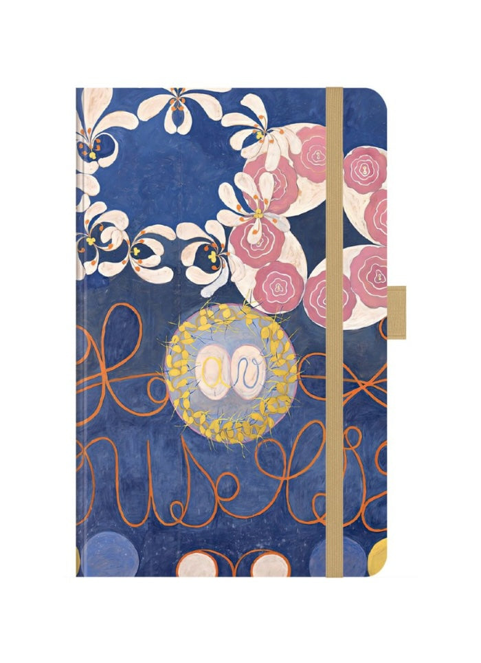 Notebook with floral design on a blue background