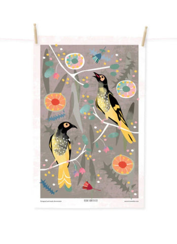 Mount Vic and Me Teatowel - Regent Honeyeater