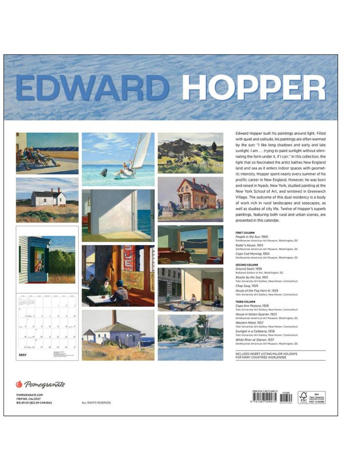 Edward Hopper Wall Calendar 2025 Paper Parrot