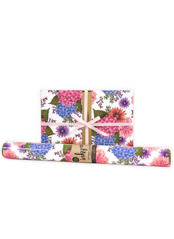 Floral-patterned product with a ribbon on a white background