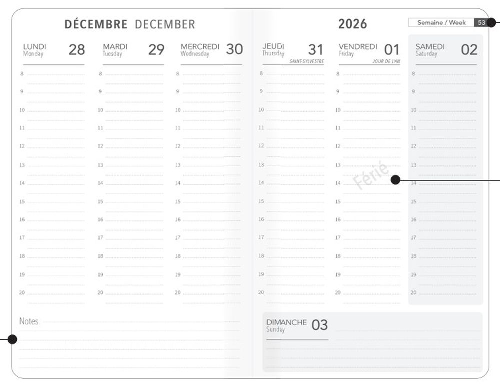 Calendar for December 2026 with a white background