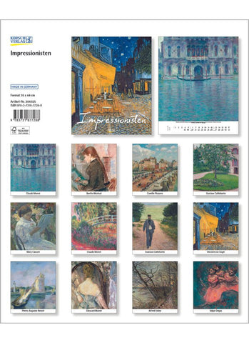 Impressionists Large Wall Calendar 2025 - back