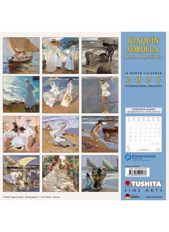 Joaquin Sorolla Spanish Impressionist Wall Calendar 2025 - back