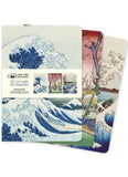 Set of 3 mini notebooks with Japanese woodblock design on a white background