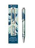 Ballpoint pen with Japanese woodblock design packaging on a white background
