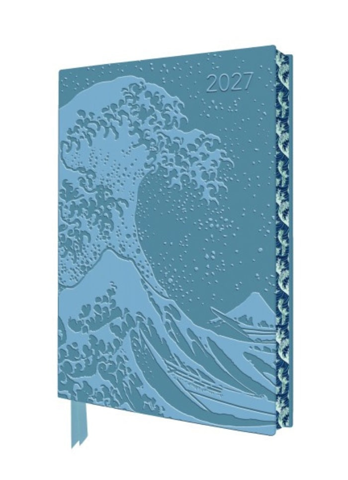 Katsushika Hokusai The Great Wave 2027 Artisan Art Vegan Leather Diary Planner - Page to View