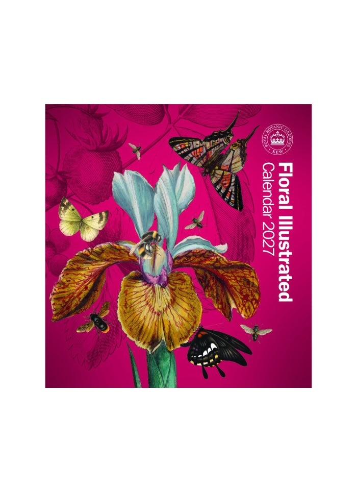 A purple cover with colourful orchids and butterflies 