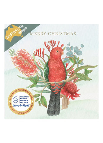 CMRI Charity Christmas Card Pack - Floral King Parrot