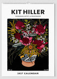 Front cover of large Kit Hiller calendar with a vase of warratahs and other native flowers.
