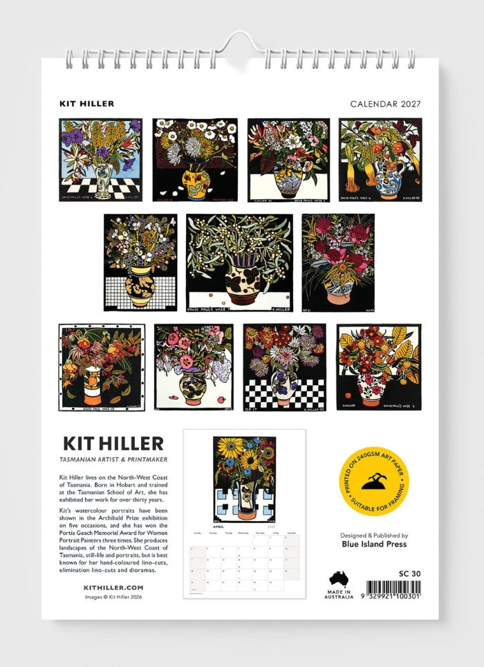 Back cover of Kit Hiller calendar with an image for each month of the year.