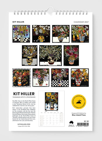 Back cover of Kit Hiller calendar with an image for each month of the year.