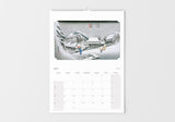 Calendar with a winter scene illustration on a white background
