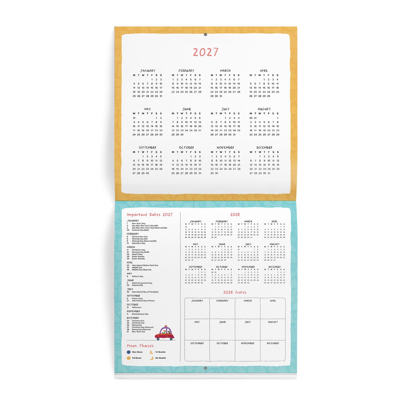 Leunig Calendar Back page with important dates