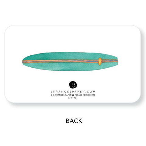 Teal product with orange accents on a white card, featuring E. Frances Paper Co branding.