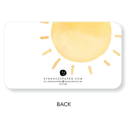 Card with a sun design on a white background, featuring E Frances Paper branding.