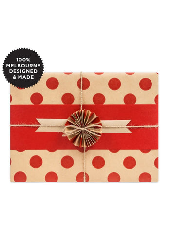 Wrapping Paper Roll - Large Red Dot Kraft