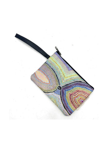 Multicolored pouch with a zipper on a white background