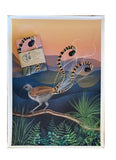 Teatowel with a lyrebird on a branch with mountains in the background.