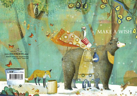 Illustration of animals in a forest with 'Make a Wish' text