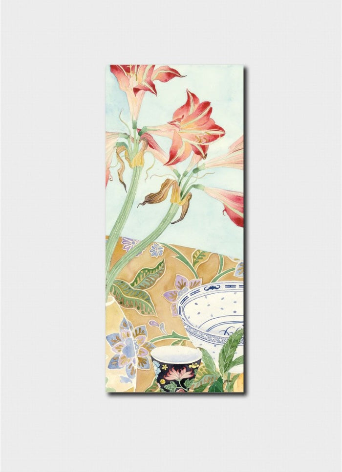 Decorative panel with floral design on a light gray background