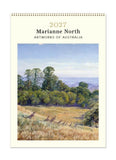 Calendar cover with a painting of a landscape featuring trees and animals, titled '2027 Marianne North Artworks of Australia'.