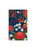 Floral design with red and white flowers on a blue background