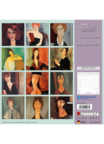 Modigliani Sensual Portraiture Wall Calendar 2025 - back