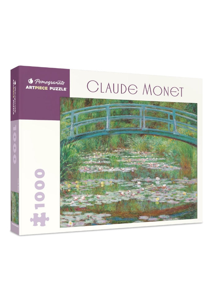 Pomegranate Claude Monet puzzle box with waterlily pond design on a white background