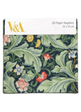 Pack of paper napkins with floral design and V&A branding